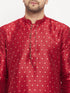 VASTRAMAY Men's Maroon Zari Weaved Kurta
